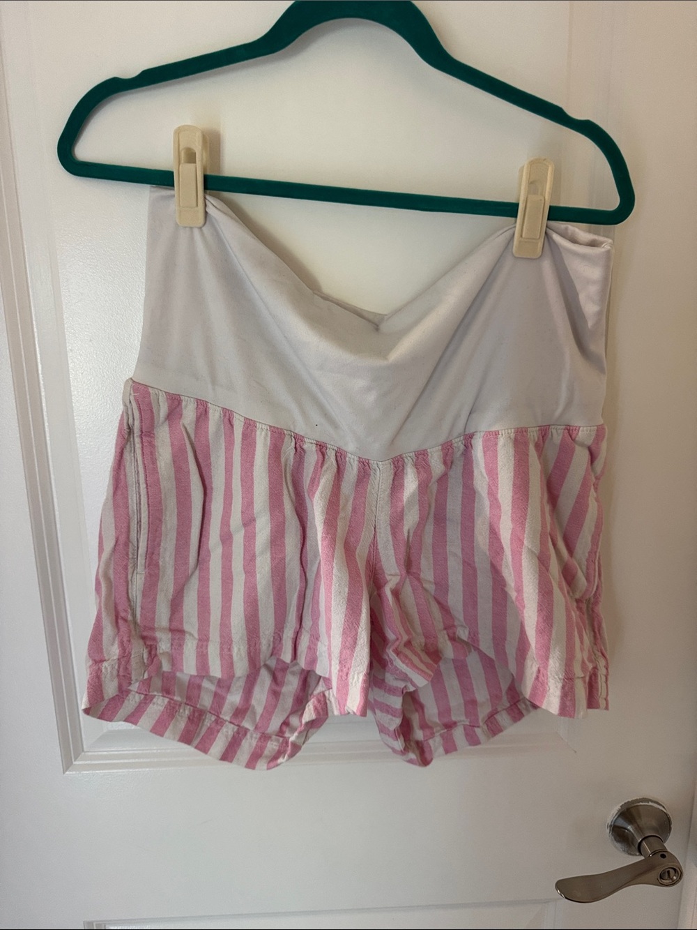 Striped Pink & White maternity Lounge Shorts - Women's Intimates